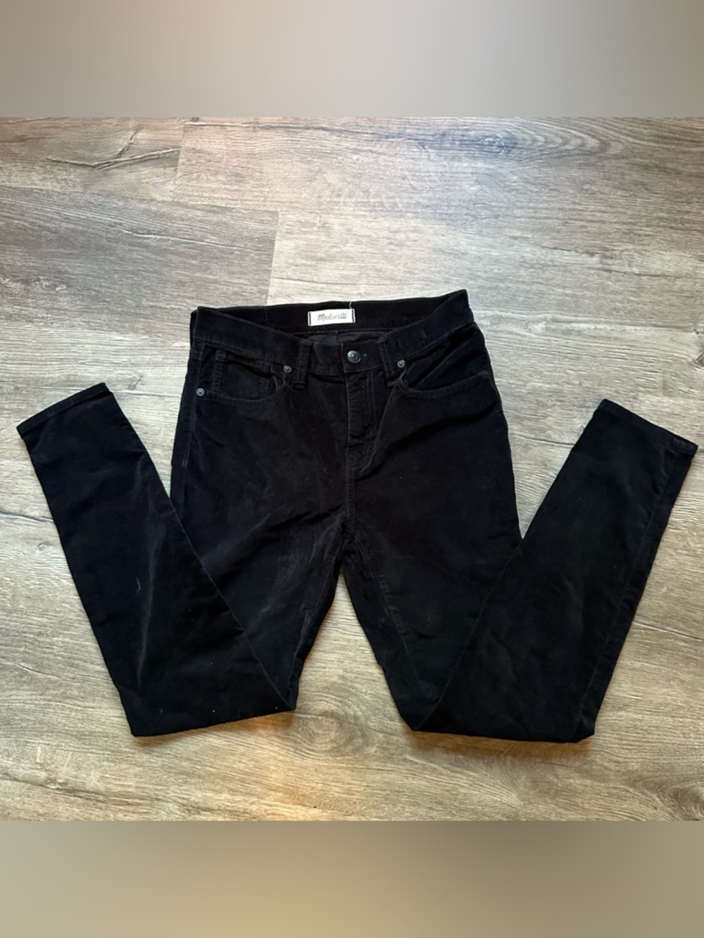 Madewell Black Velvet 9” High-Rise Skinny Jeans sz 26 #F8996